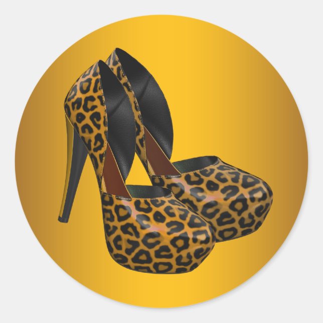 Black Gold Leopard High Heel Shoe Stickers (Front)