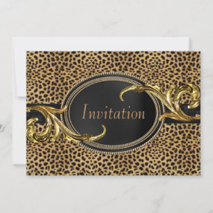 Black Gold Leopard Party Invitation