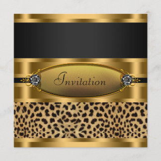 Black Gold Leopard Party Invitation