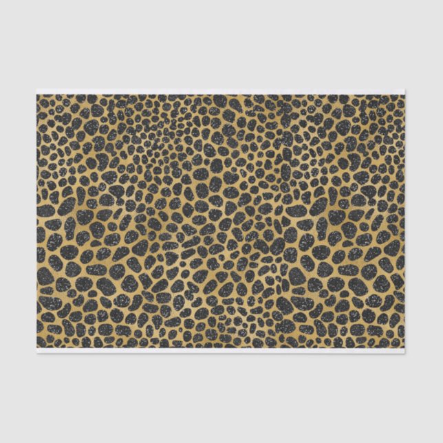 BLACK & GOLD LEOPARD PATTERNS TISSUE PAPER (Front)