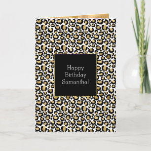 Black Gold Leopard Print Card