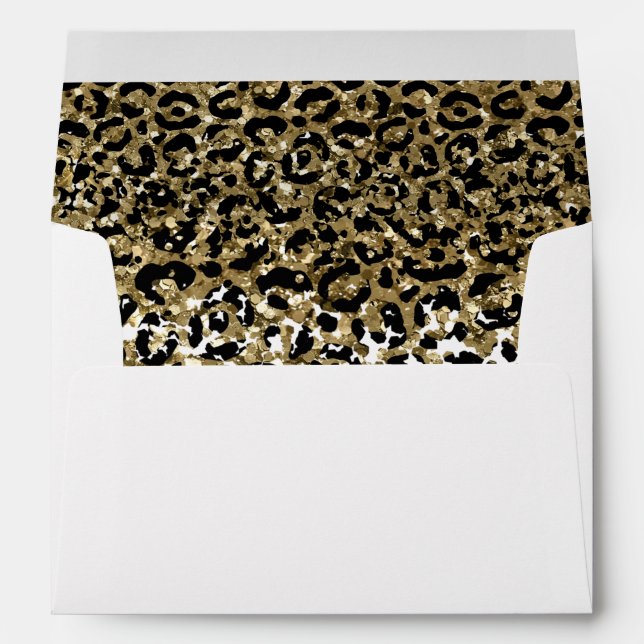 Black Gold Leopard Print Glitter Overlay Birthday  Envelope (Back (Bottom))