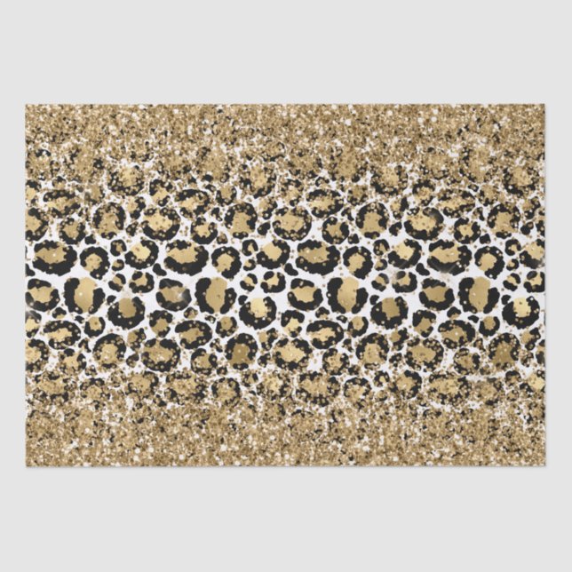 Black Gold Leopard Print Glitz Tissue Paper (Front)