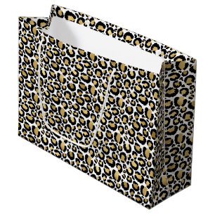 Black Gold Leopard Print  Large Gift Bag