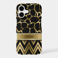 Black & Gold Leopard Print & Zigzag Chevron