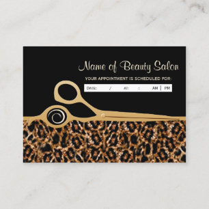 Black Gold Leopard Salon Appointment Reminder Card
