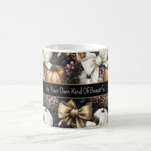 Black Gold Leopard White Orange Pumpkins & Bows Coffee Mug