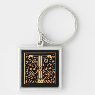 Black & Gold Letter ‘T’ Key Ring