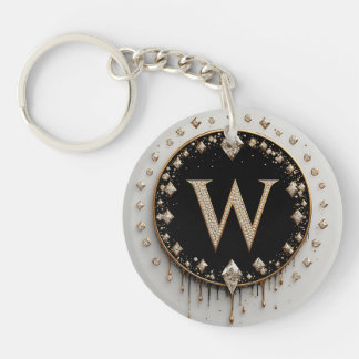 Black Gold Letter W Keepsake Key Ring
