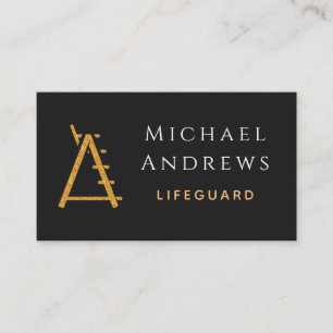 Black & Gold Lifeguard High Chair Pool Safety Cool Business Card