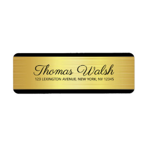 Black Gold Lines Elegant Design Return Address Label