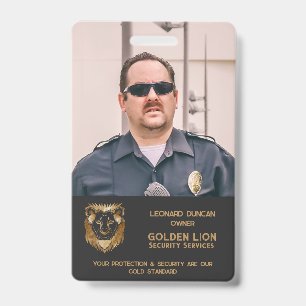 Black Gold Lion Business Logo Photo Employee ID Badge