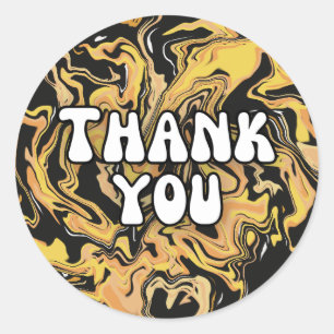 Black & Gold Liquid Art Marble "Thank You" Sticker