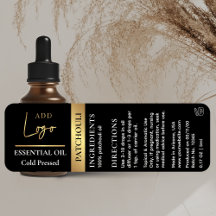 Black &amp; Gold Logo Essential Oil Bottle Waterproof