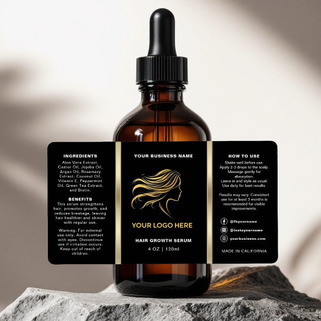 Black & Gold Logo Hair Oil Dropper Bottle (Creator Uploaded)