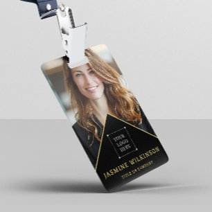 Black gold Logo Modern photo professional ID Badge