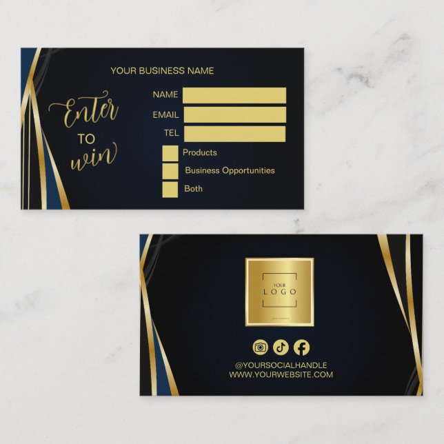 Black gold Logo Raffle Enter to Win Ticket (Front/Back)