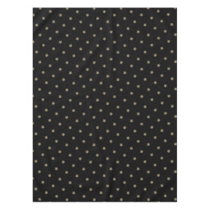 Black Gold Look Stars Pattern Festive Elegant Tablecloth