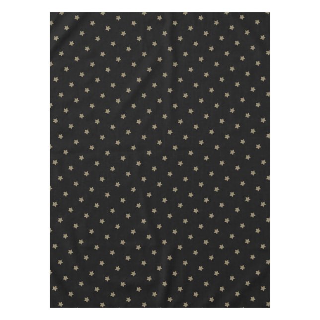 Black Gold Look Stars Pattern Festive Elegant Tablecloth (Front)