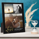 Black & Gold Love Anniversary Gift Photo Block Plaque<br><div class="desc">Capture your special moments with this personalised photo plaque. This custom design features a stylish gold letterin "Still in Love" with photo collage with a black background. This will be a great gift for couple's wedding anniversary celebration. More photo gifts are available at my shop BaraBomDesign.</div>