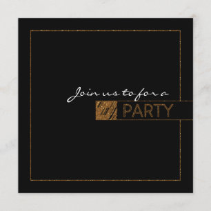 Black & Gold Lux Glitter Elegant PARTY Invitations
