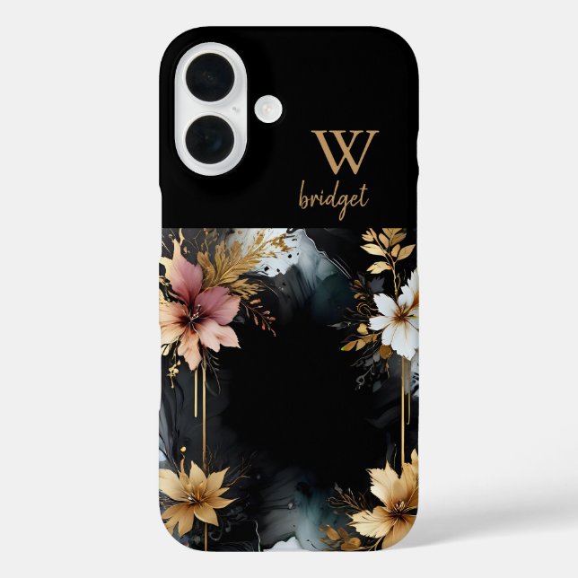 black & gold luxury floral marble swirl  Case-Mate iPhone case (Back)