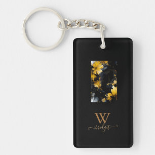 black gold luxury floral marble swirl key ring