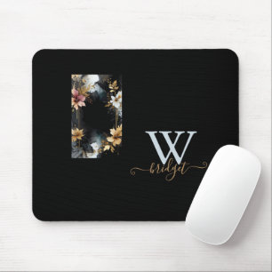 black & gold luxury floral marble swirl  mouse pad