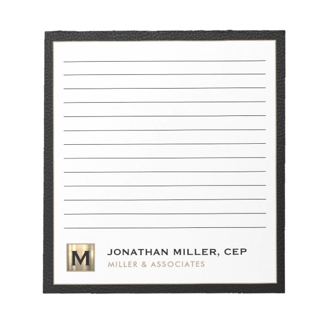 Black Gold Luxury Lined Notepad (Front)