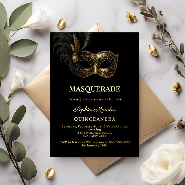 Black gold luxury Masquerade Quinceanera (Creator Uploaded)