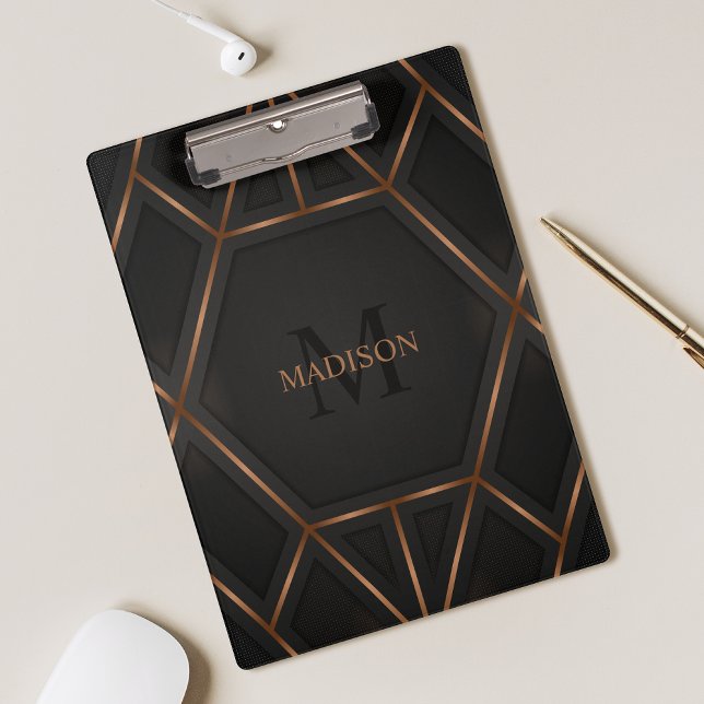 Black Gold Luxury Modern Minimal Abstract  Clipboard (Creator Uploaded)