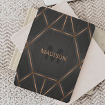 Black Gold Luxury Modern Minimal Abstract iPad Mini Cover<br><div class="desc">A cool luxurious style abstract ipad cover featuring black and gold geometric design. Personalise with your monogram and name.</div>