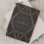 Black Gold Luxury Modern Minimal Abstract  iPad Pro Cover<br><div class="desc">A cool luxurious style abstract iPad cover featuring black and gold geometric design. Personalise with your monogram and name.</div>
