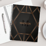 Black Gold Luxury Modern Minimal Abstract  Planner<br><div class="desc">A cool luxurious style abstract planner featuring black and gold geometric design. Personalise with your monogram and name.</div>