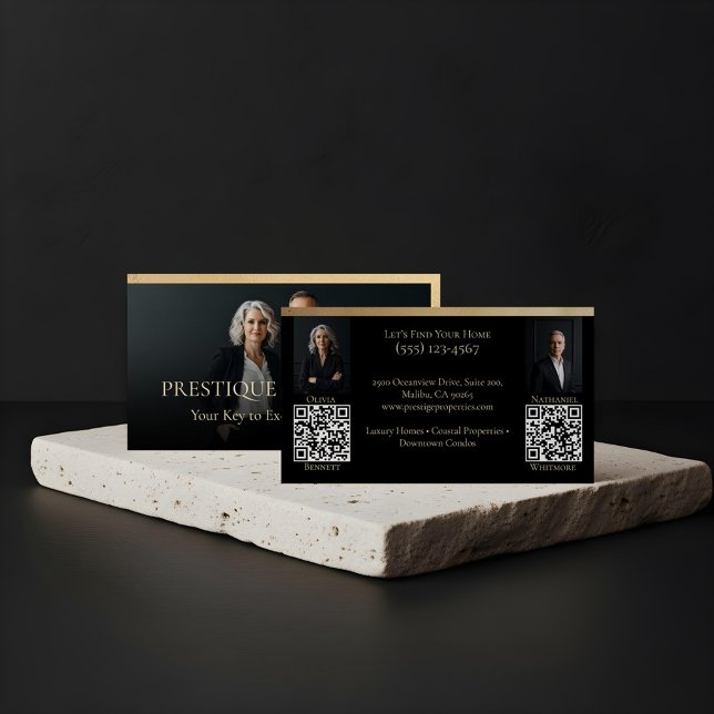 Black Gold Luxury Real Estate Agent Photo Luxe Business Card (Prestige Luxury Realtor Law Firm Gold & Black Luxe Business Card)