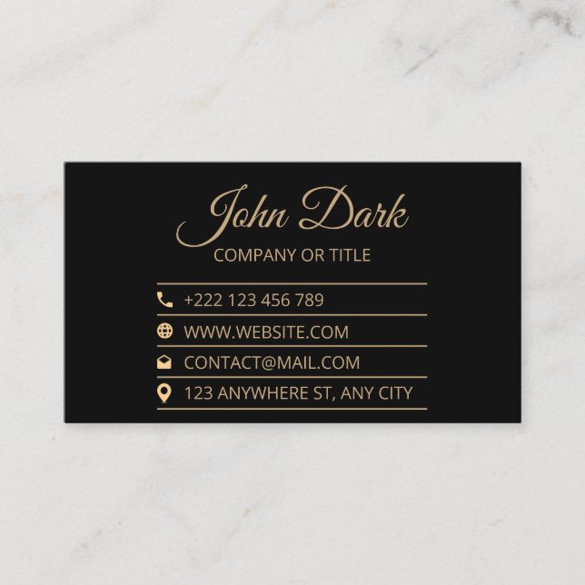 Black & Gold Luxury Real Estate Broker Business Card (Front)