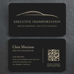 Black Gold Luxury Transport QR Code Business Card