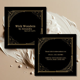 Black Gold Magical Apothecary Candle Square Business Card