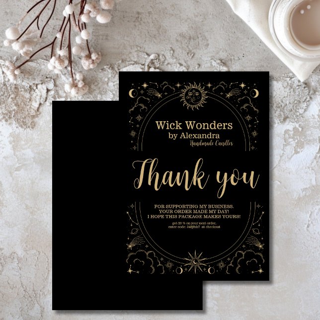 Black Gold Magical Apothecary Candle Thank You Card (Creator Uploaded)