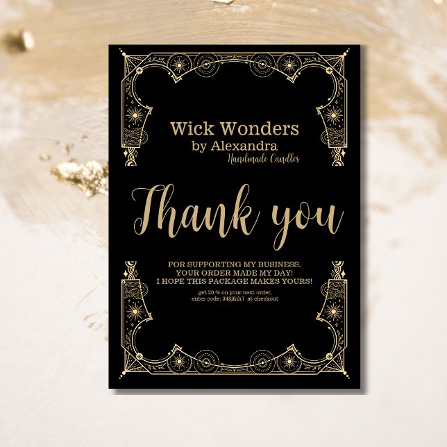Black Gold Magical Apothecary Candle Thank You Card (Creator Uploaded)