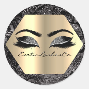 Black Gold Makeup Glitter Hexagonal Round Lashes Classic Round Sticker