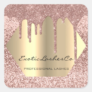 Black Gold Makeup Glitter Lashes Cleaner Drips Square Sticker