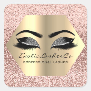Black Gold Makeup Glitter Lashes Cleaner Square Sticker