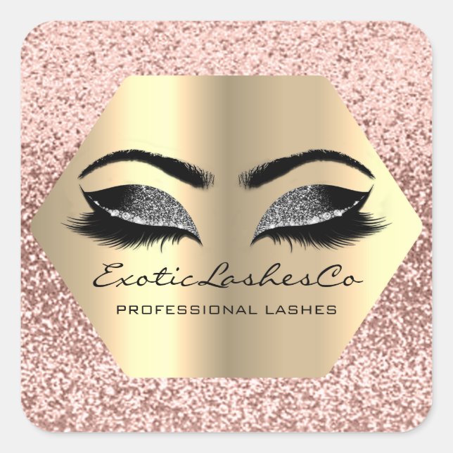 Black Gold Makeup Glitter Lashes Cleaner Square Sticker (Front)