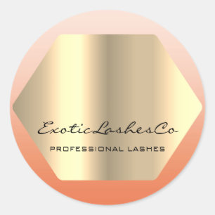Black Gold Makeup Minimal Lashes Brows PEACH Classic Round Sticker