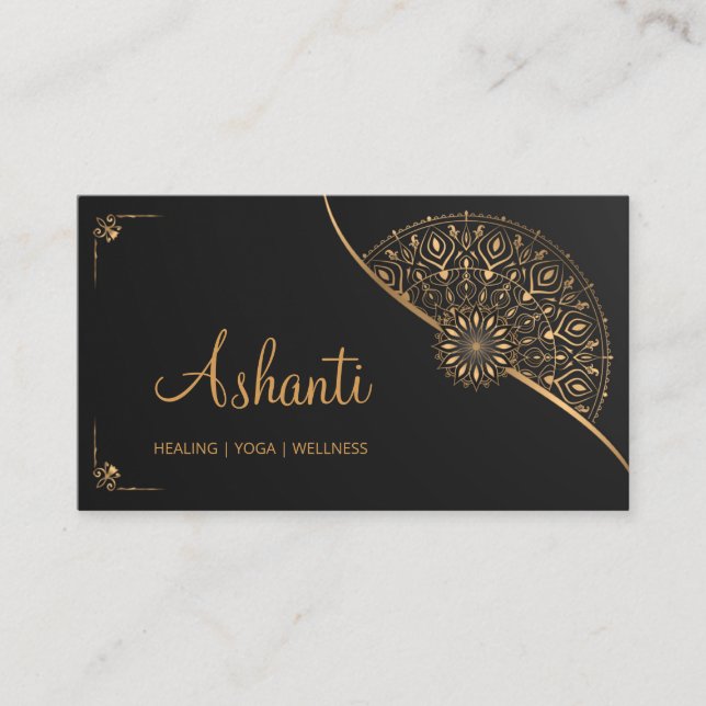 Black Gold Mandala Elegant Modern  Business Card (Front)