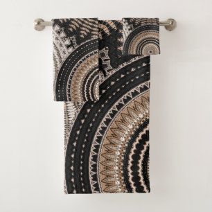 Black Gold Mandala Pattern  Bath Towel Set
