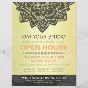 Black Gold Mandala YOGA Massage Therapy Open House Flyer