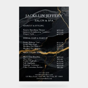 Black Gold Marble Acrylic Salon Sign