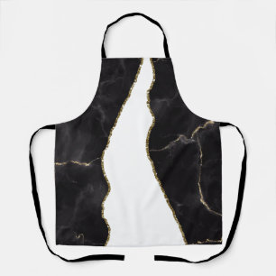 Black Gold Marble Agate Glam  Apron